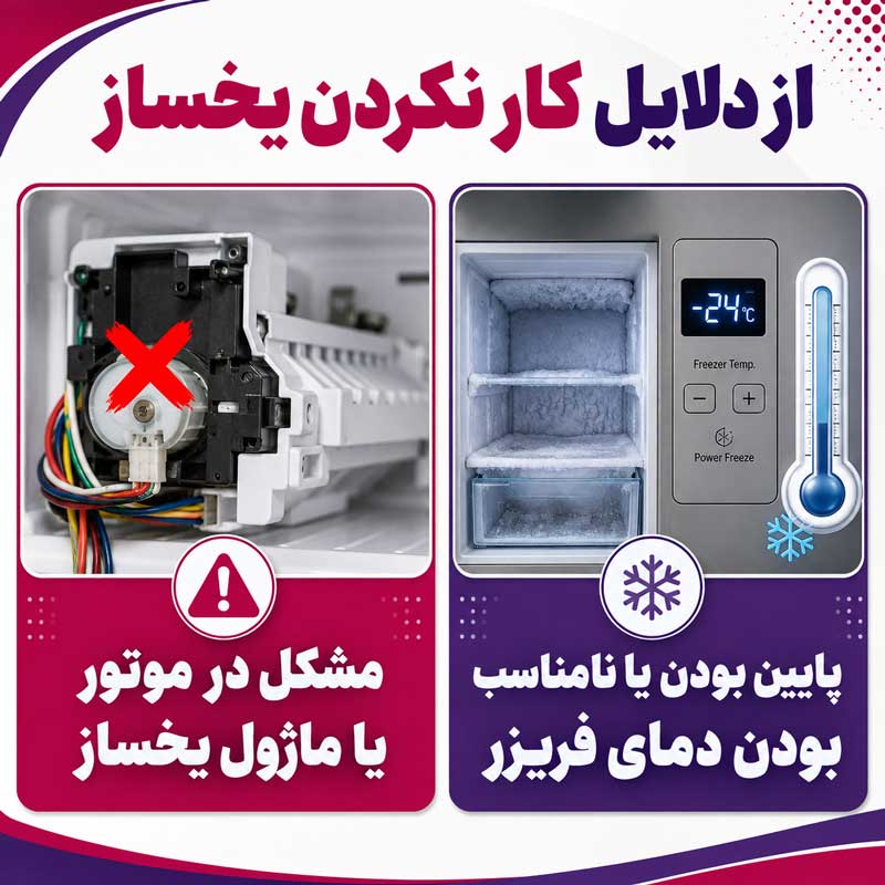 مشکل در موتور یا ماژول یخساز