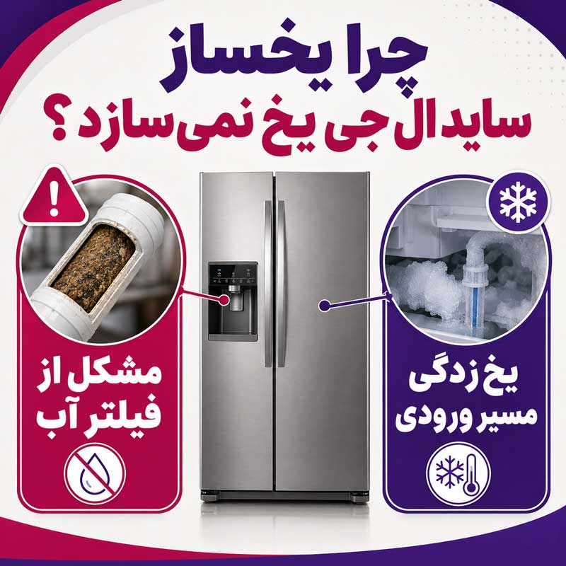 چرا یخساز ساید ال جی یخ نمی‌سازد؟