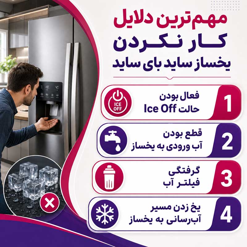 مهم‌ترین دلایل کار نکردن یخساز ساید بای ساید
